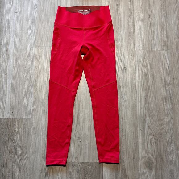 Women's Outdoor Voices Bright Red Pink Leggings Yoga Workout Pants Sz Small S OV - Picture 1 of 6